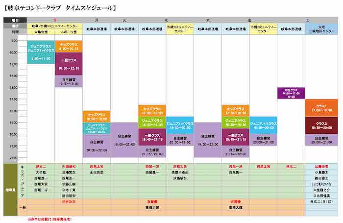 練習タイムスケジュール